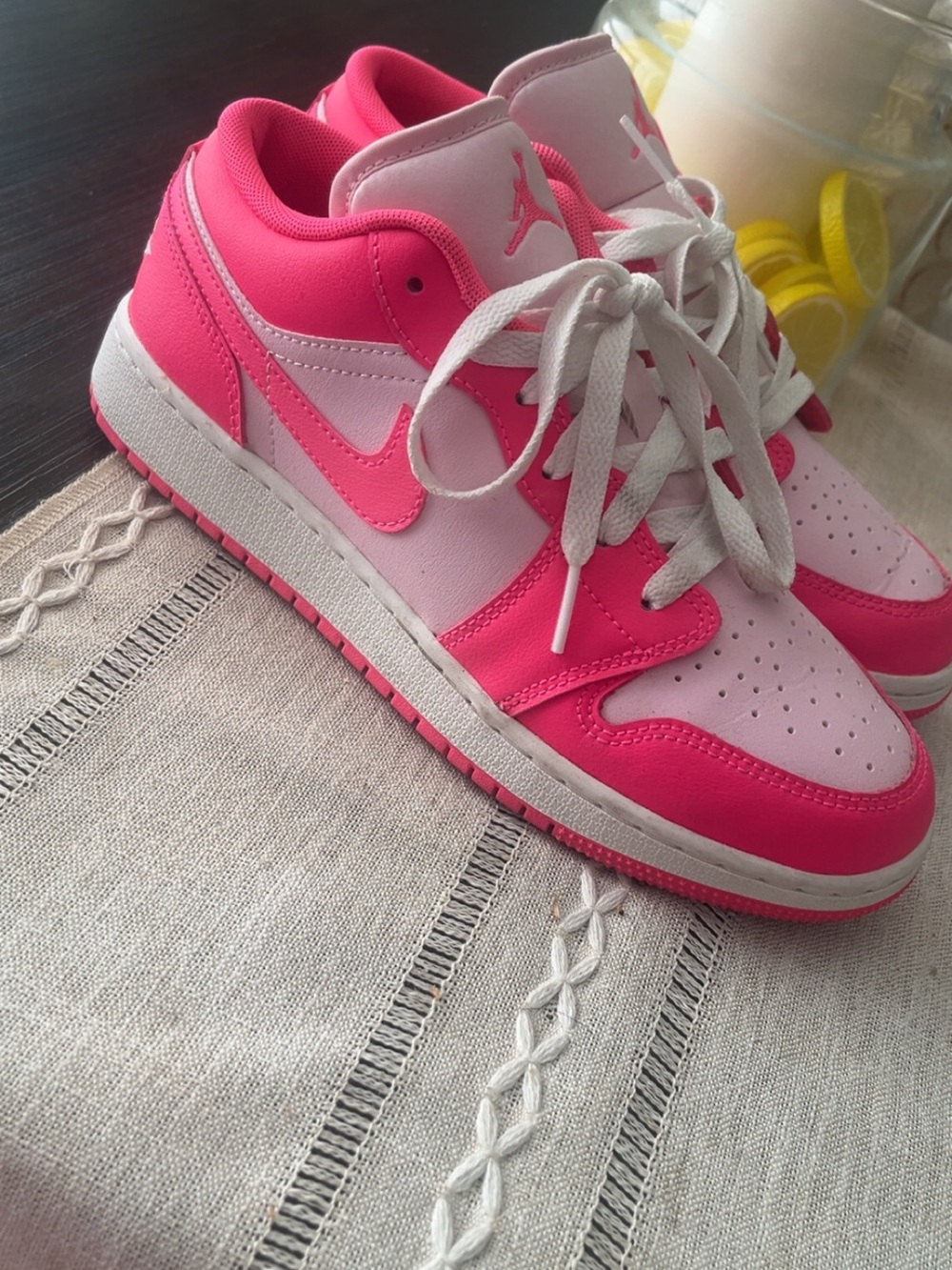 Jordan Kids Low-Top Sneakers in Hot Pink and Light Pink